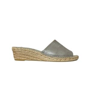 Vidorreta Metallic Silver Gray Suede Espadrille Mules Slip-On Slides EU Size 41